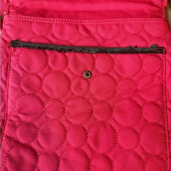 Thirty-One 31 Vary You Coral Hot Pink Quilted Dots Backpack Purse - Picture 5 of 8